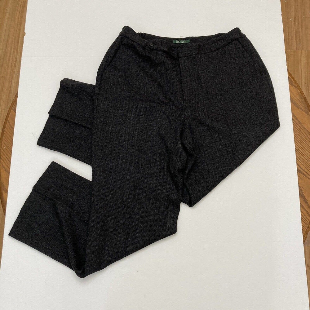 LAUREN RALPH LAUREN Black Wool Fully Lined Trouser Dress Pants Womens sz 16W